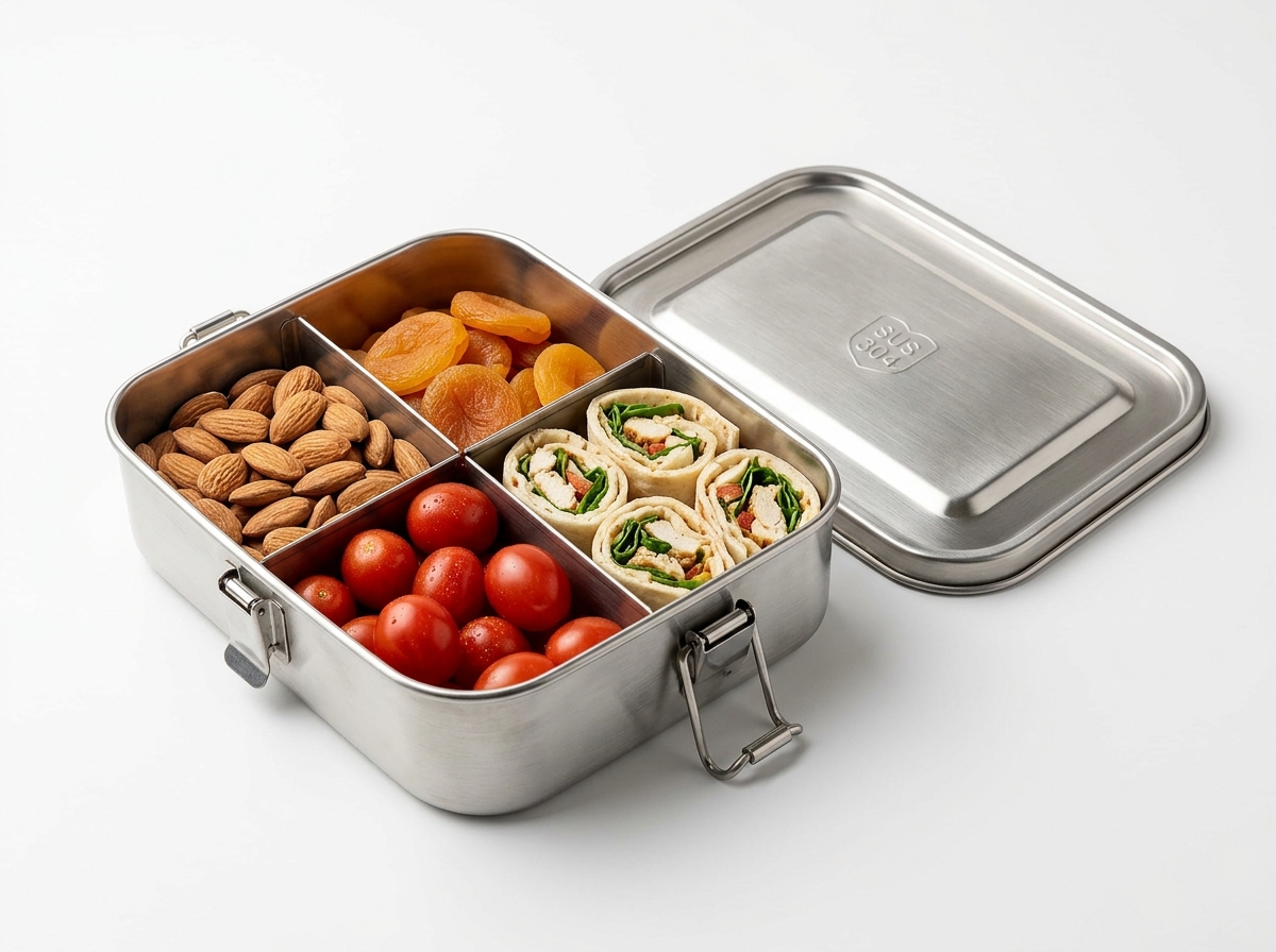 All-Metal Seamless SUS 304 Multi-Section Bento (Zero Plastic)